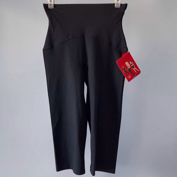 SPANX Pants - Spanx Compression Crop Knee Pant Black Size Large High Waist Legging NWT